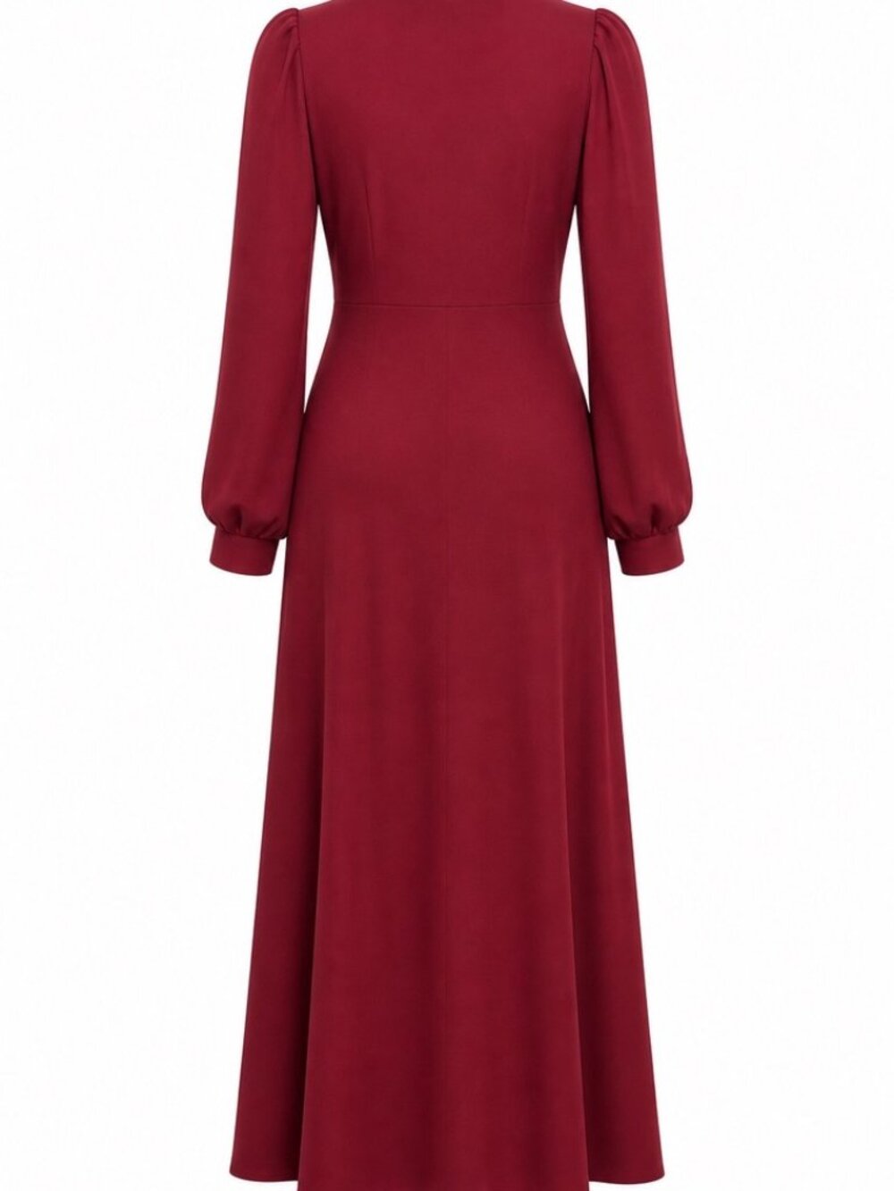 VENUS Brand Burgundy Long Sleeve Ruched Deep V Maxi Dress XL NWOT - Picture 3 of 3